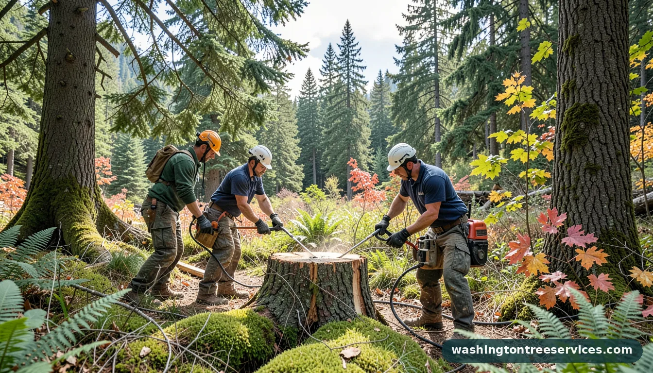 removing a tree stump - completed tree work by Washington Tree Services