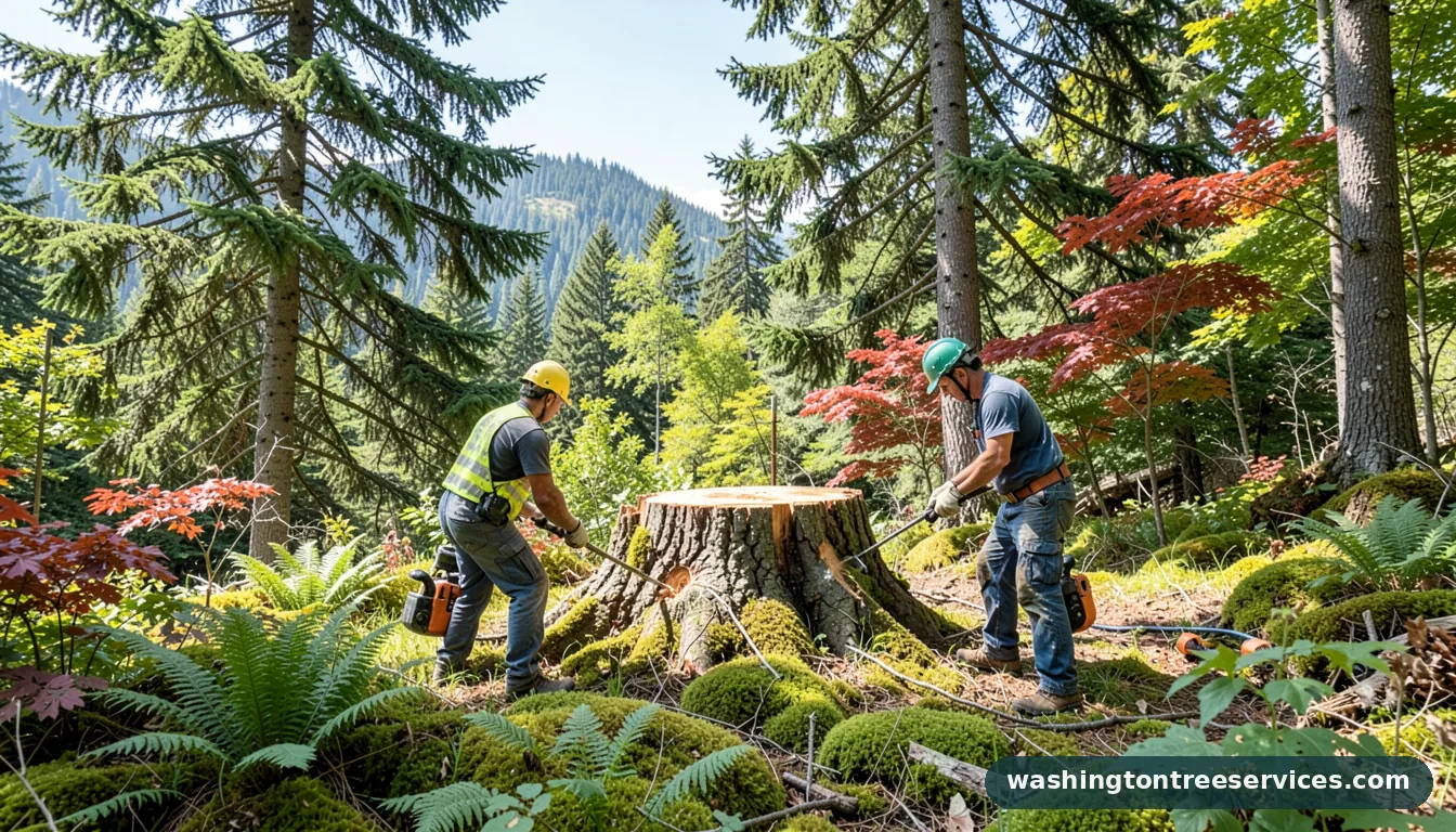 Completed removing large tree stump project by Washington Tree Services removing large tree stump - completed tree work by Washington Tree Services