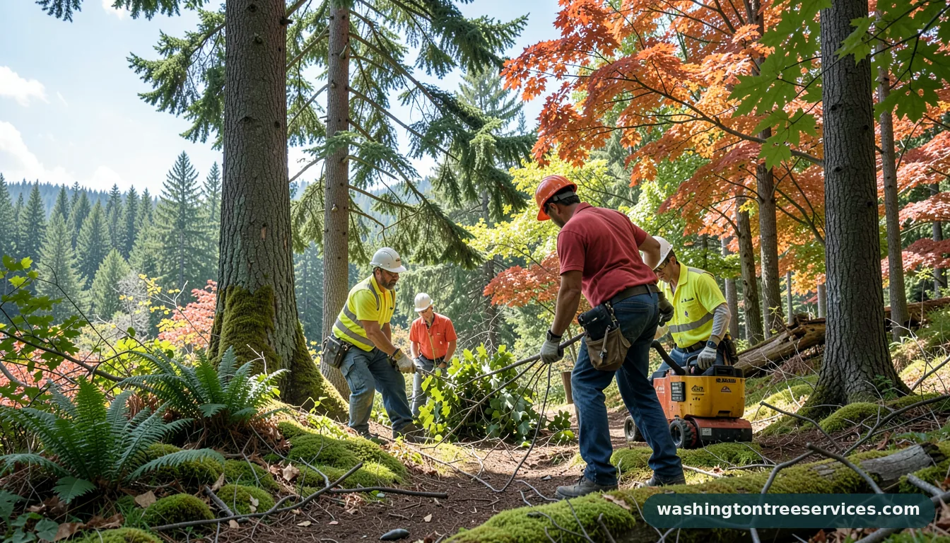 seattle tree care reviews - tree service equipment and crew in Washington