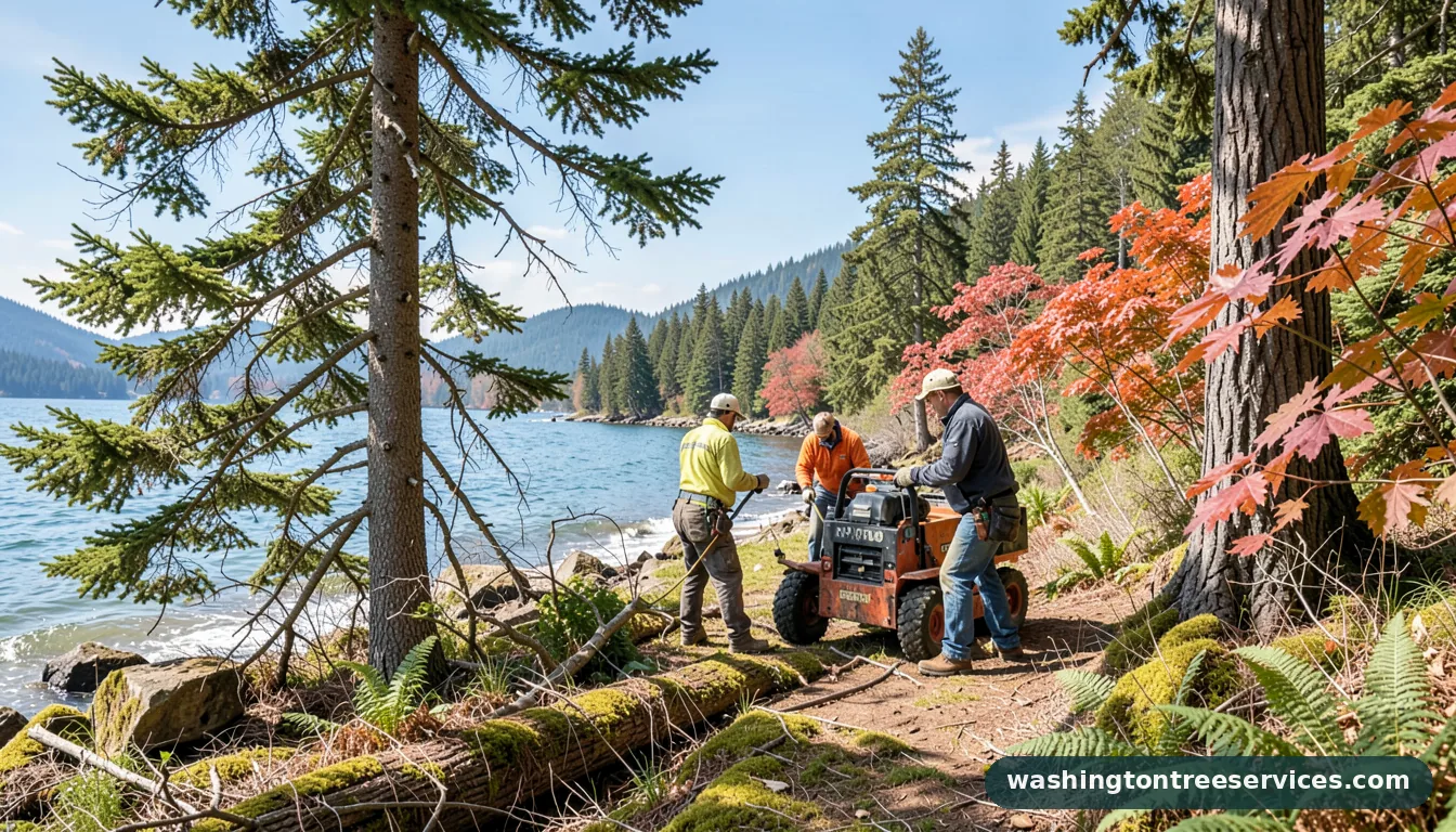 Certified arborists handling shoreline tree service in Washington shoreline tree service - certified arborists at work in Washington