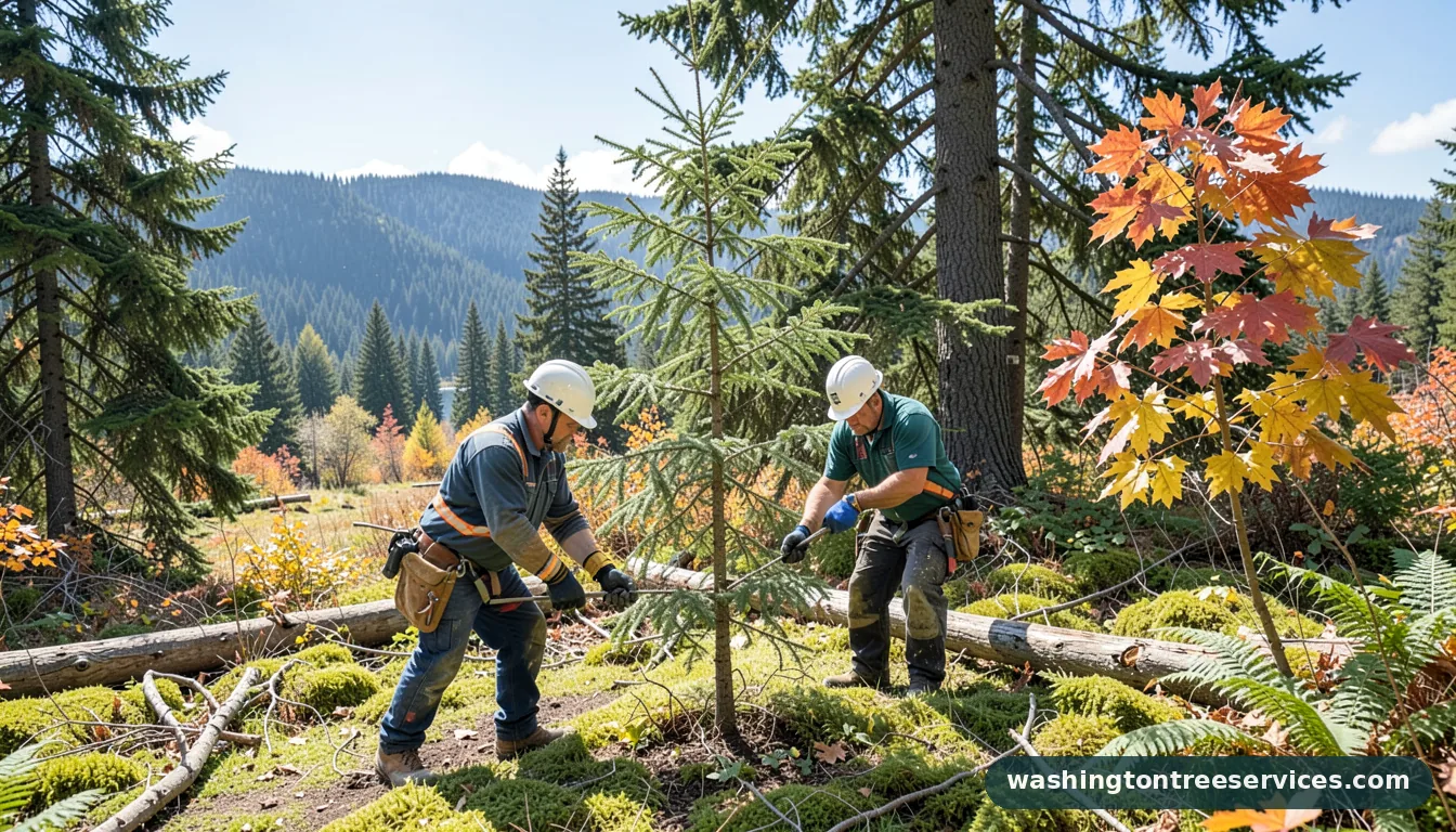 Certified arborists handling small tree trimming in Washington small tree trimming - certified arborists at work in Washington