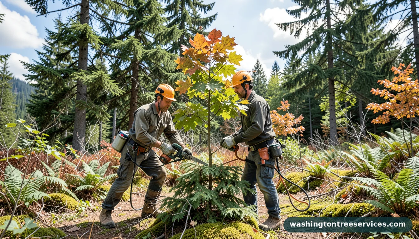 Completed small tree trimming project by Washington Tree Services small tree trimming - completed tree work by Washington Tree Services