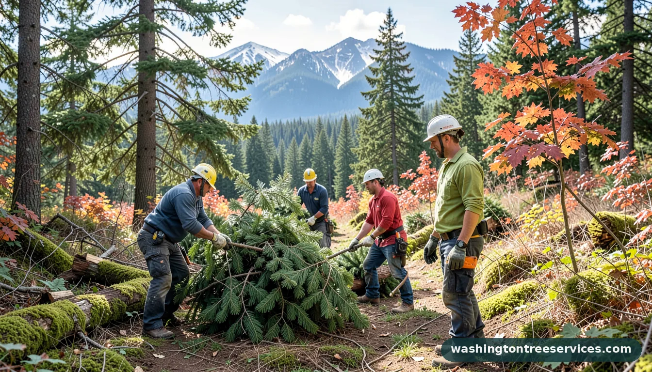 snoqualmie pass christmas tree cutting - certified arborists at work in Washington
