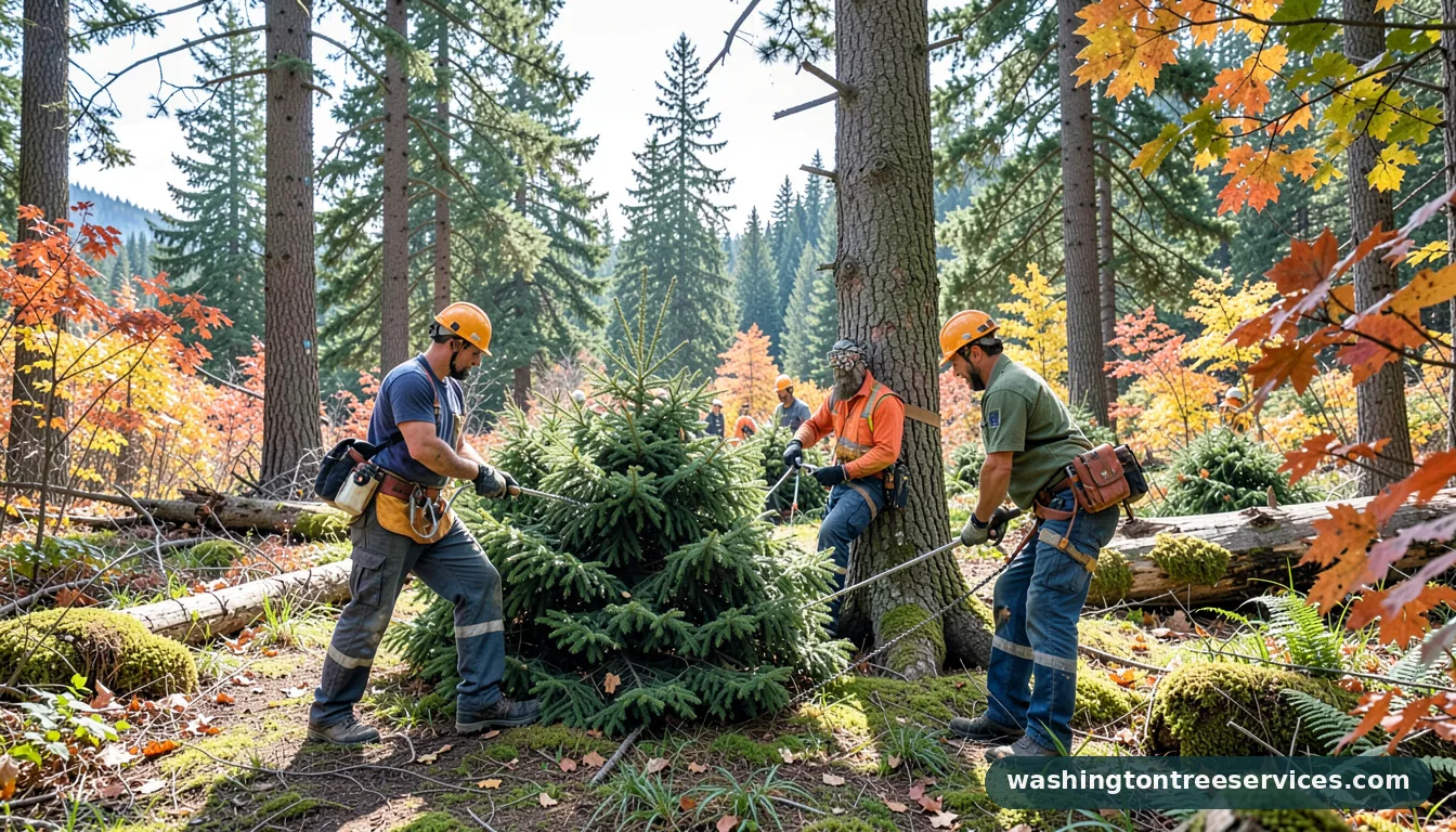 snoqualmie pass christmas tree cutting - tree service equipment and crew in Washington
