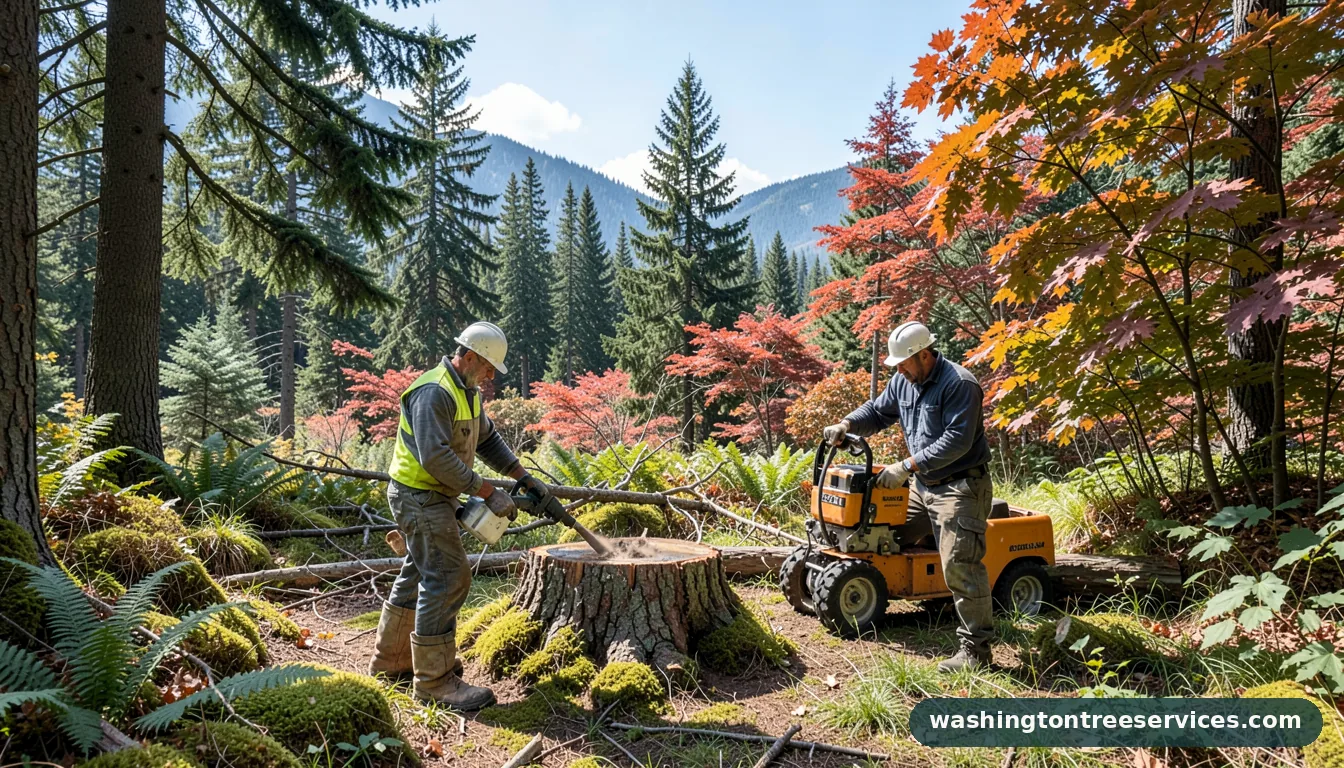 Certified arborists handling stump grinders for rent in Washington stump grinders for rent - certified arborists at work in Washington