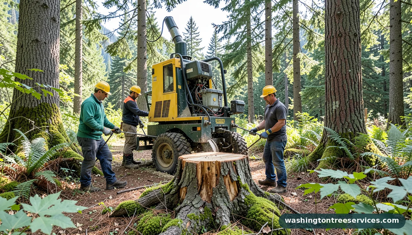 Completed stump grinding machine project by Washington Tree Services stump grinding machine - completed tree work by Washington Tree Services