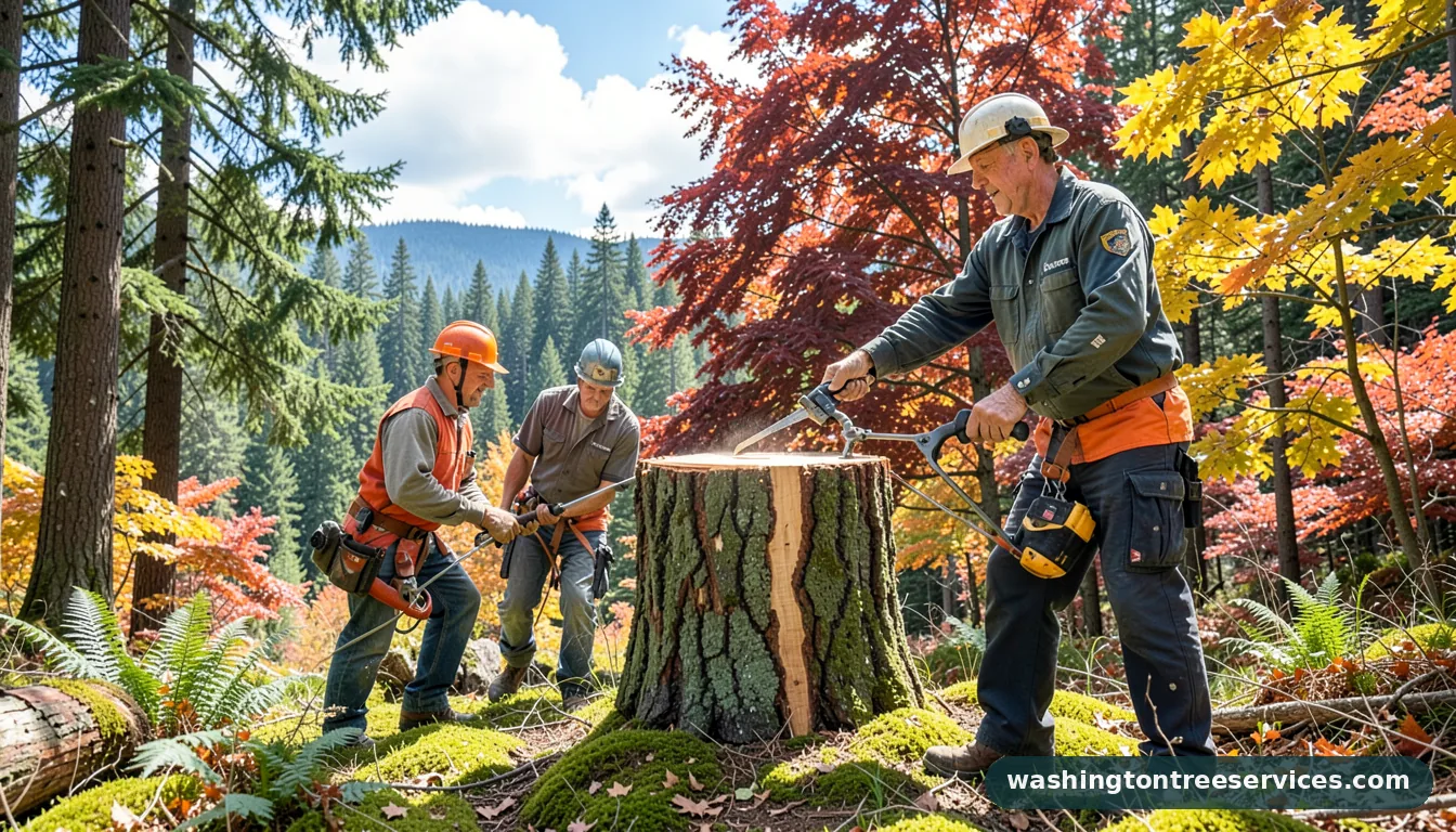 Certified arborists handling sure cut tree service in Washington sure cut tree service - certified arborists at work in Washington