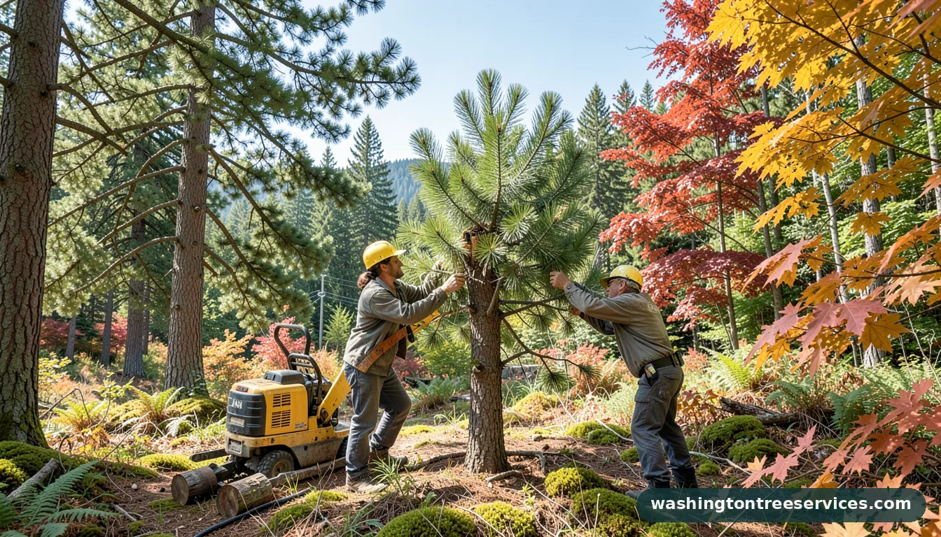 topping a pine tree - certified arborists at work in Washington