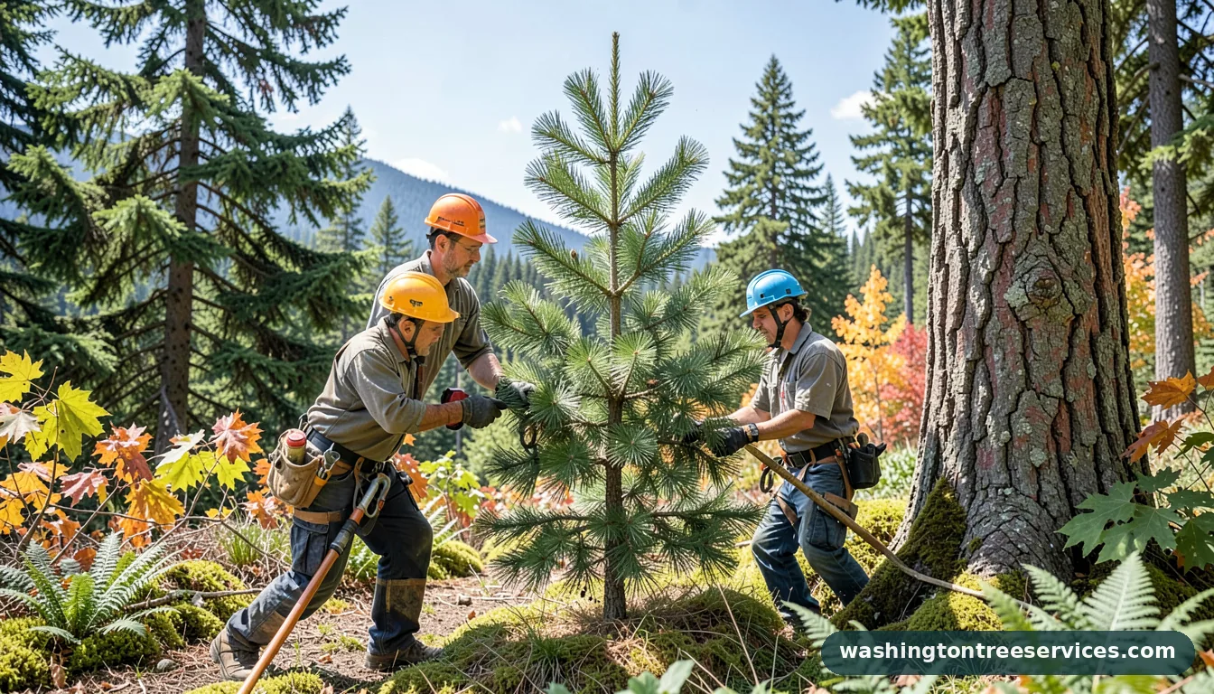 topping a pine tree - completed tree work by Washington Tree Services