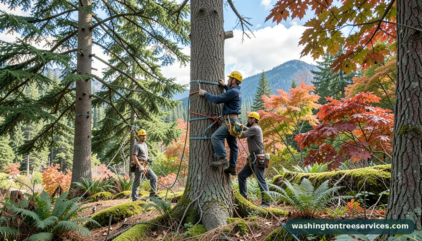 Completed tree climbing arborist project by Washington Tree Services tree climbing arborist - completed tree work by Washington Tree Services