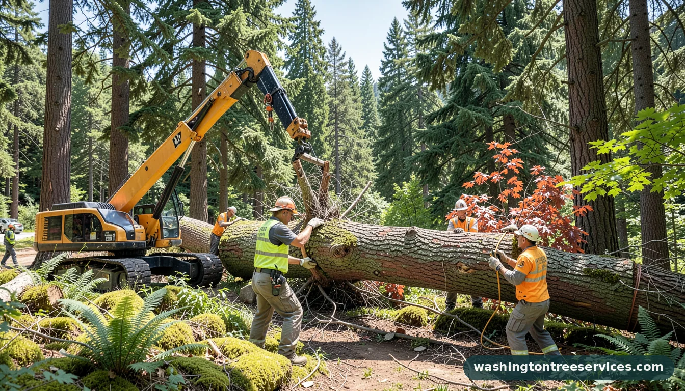 tree crane removal - certified arborists at work in Washington