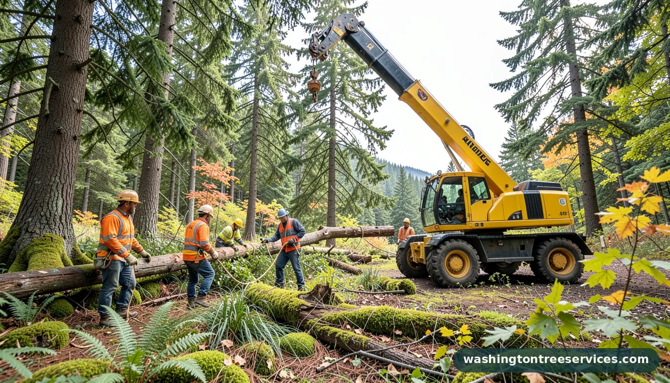 Certified arborists handling tree crane work in Washington tree crane work - certified arborists at work in Washington