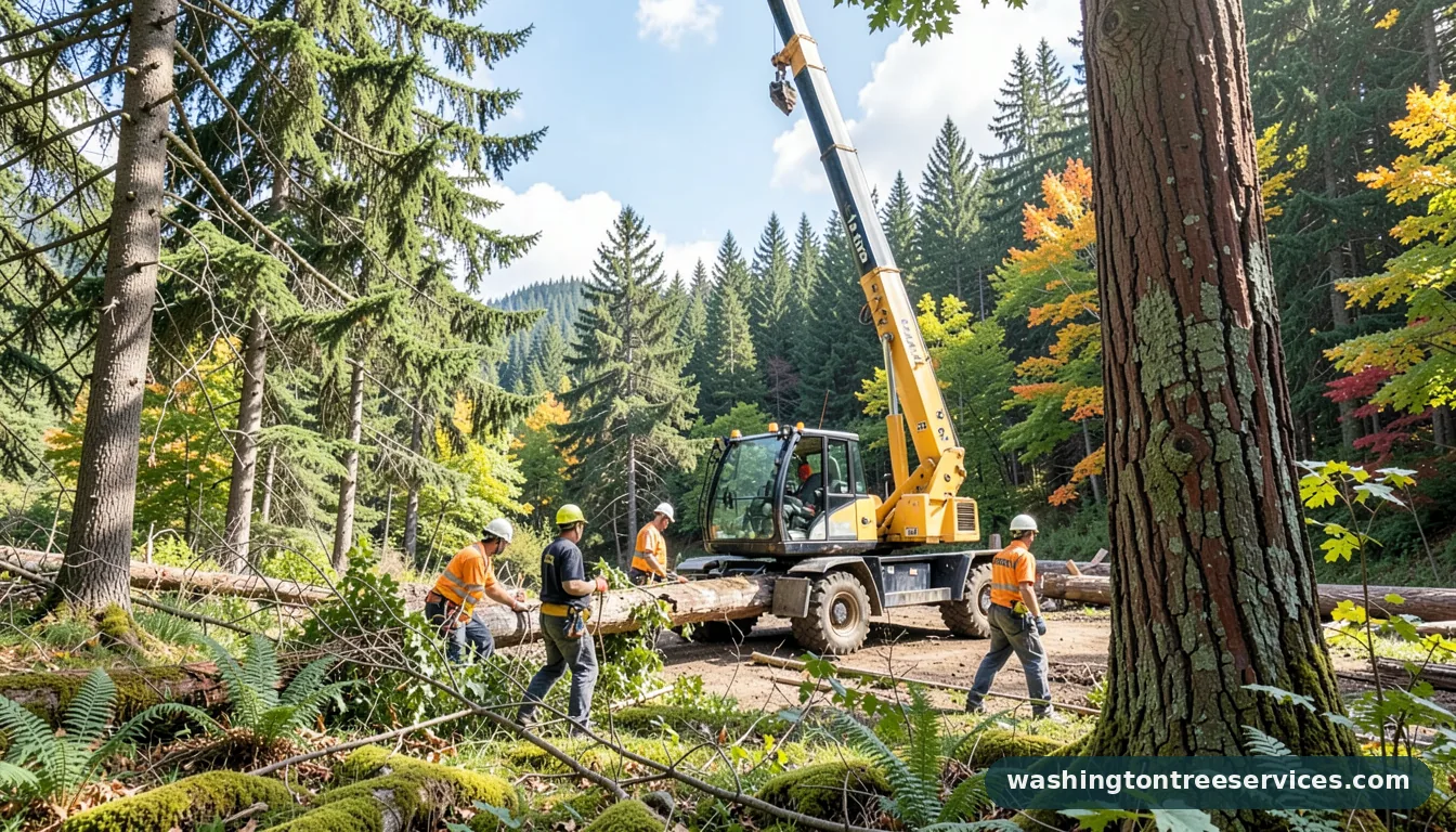 Professional equipment for tree crane work in Washington tree crane work - tree service equipment and crew in Washington