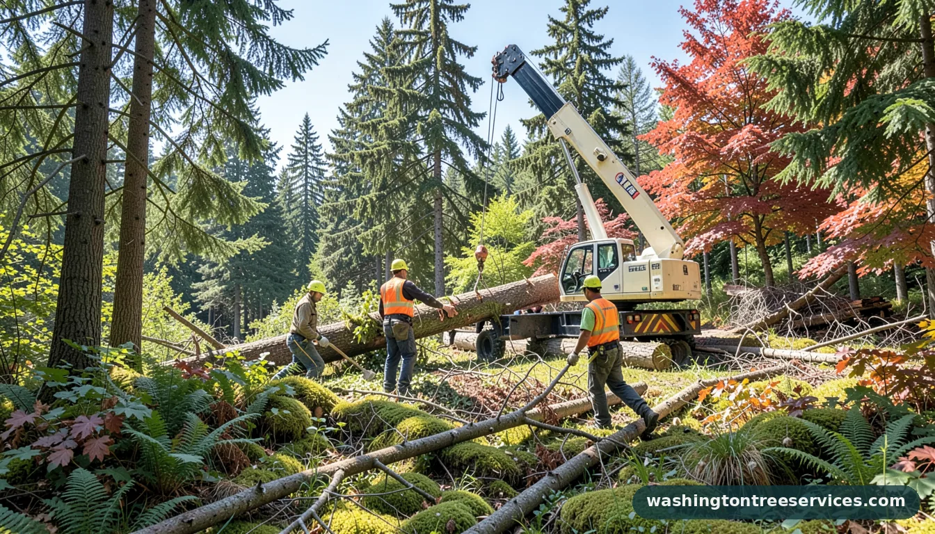 Completed tree crane work project by Washington Tree Services tree crane work - completed tree work by Washington Tree Services