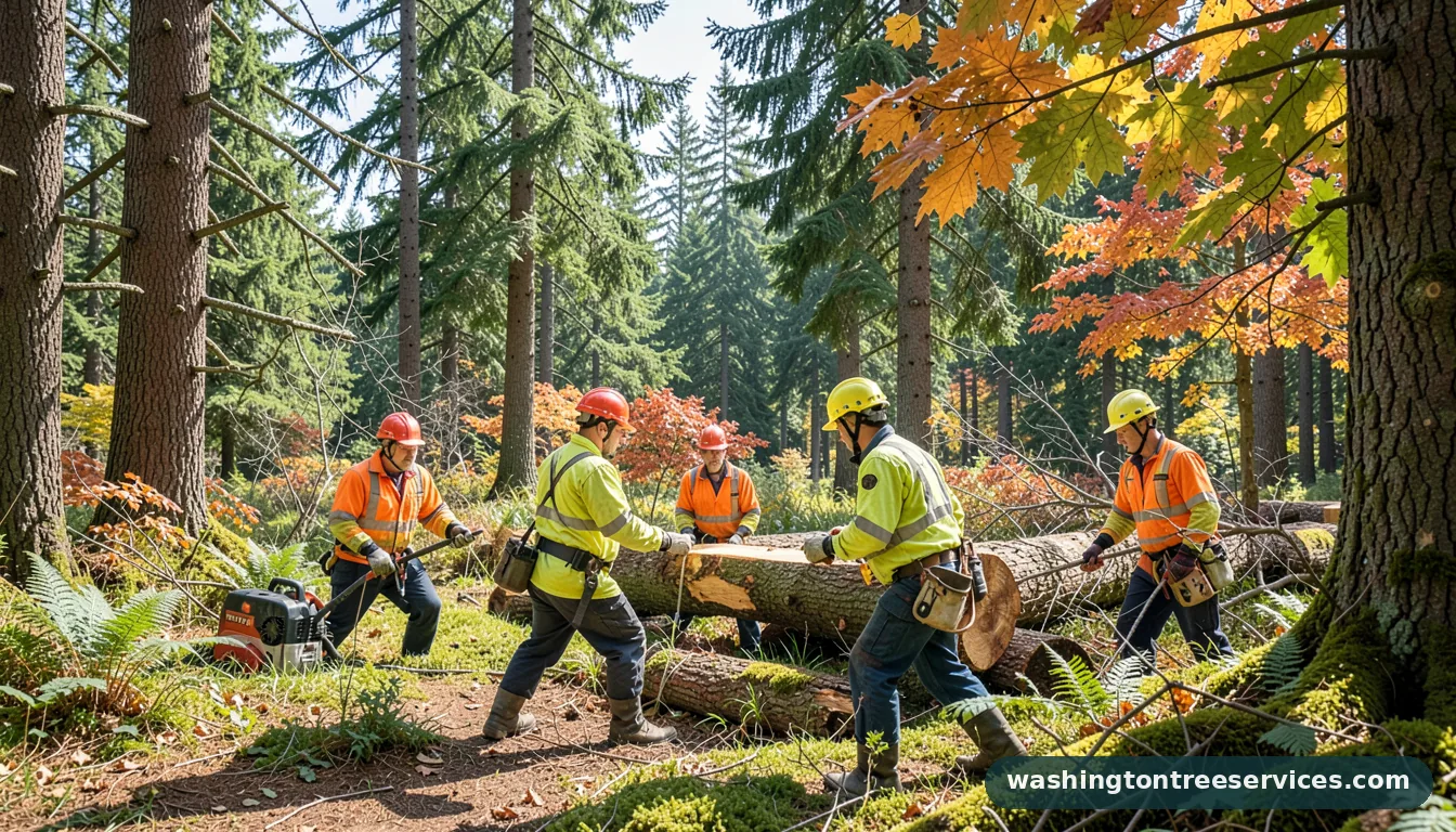 tree cutters near me - tree service equipment and crew in Washington