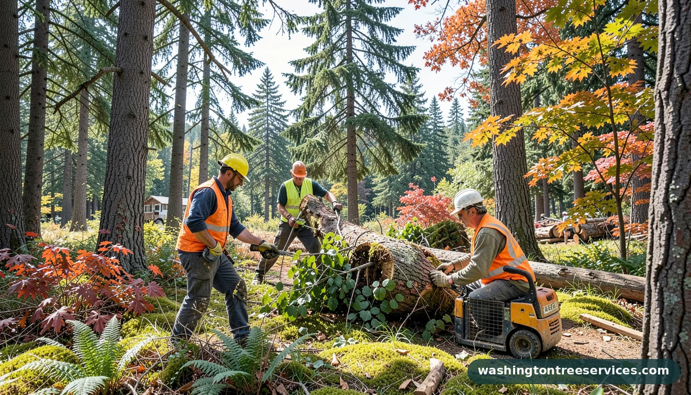 tree cutting seattle - tree service equipment and crew in Washington