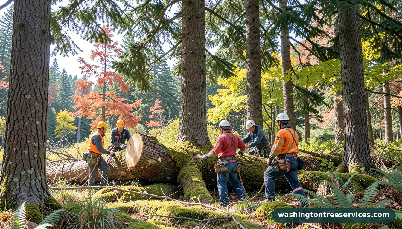 Professional equipment for tree felling techniques in Washington tree felling techniques - tree service equipment and crew in Washington