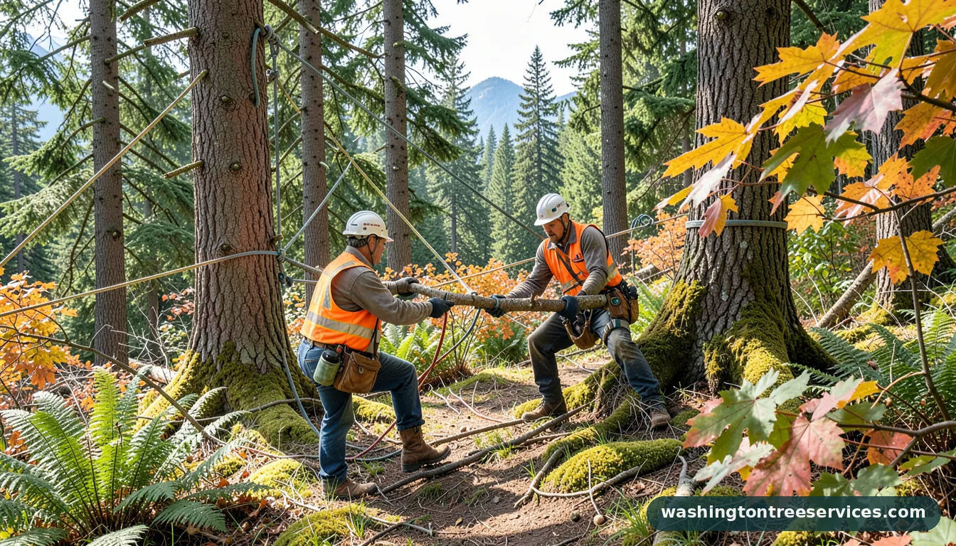 Completed tree limb rigging project by Washington Tree Services tree limb rigging - completed tree work by Washington Tree Services