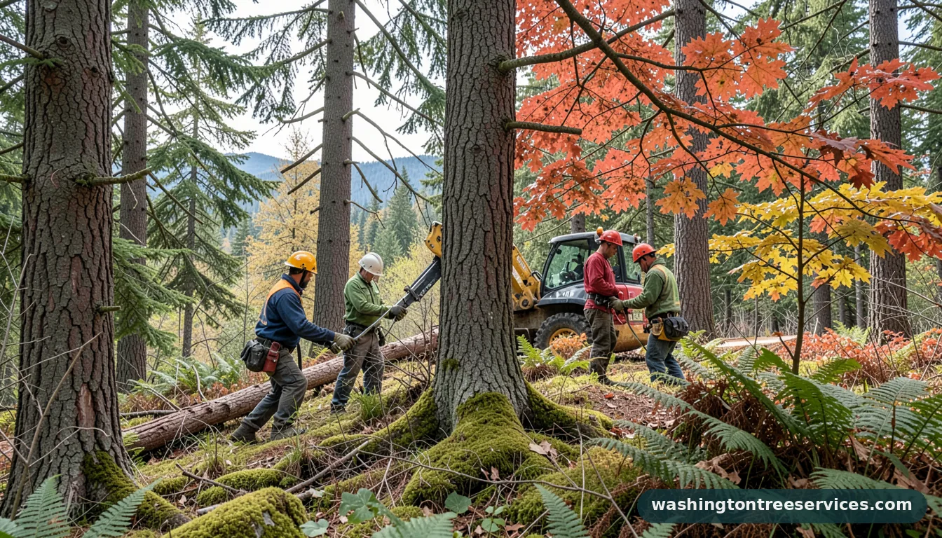 Certified arborists handling tree moss treatment in Washington tree moss treatment - certified arborists at work in Washington