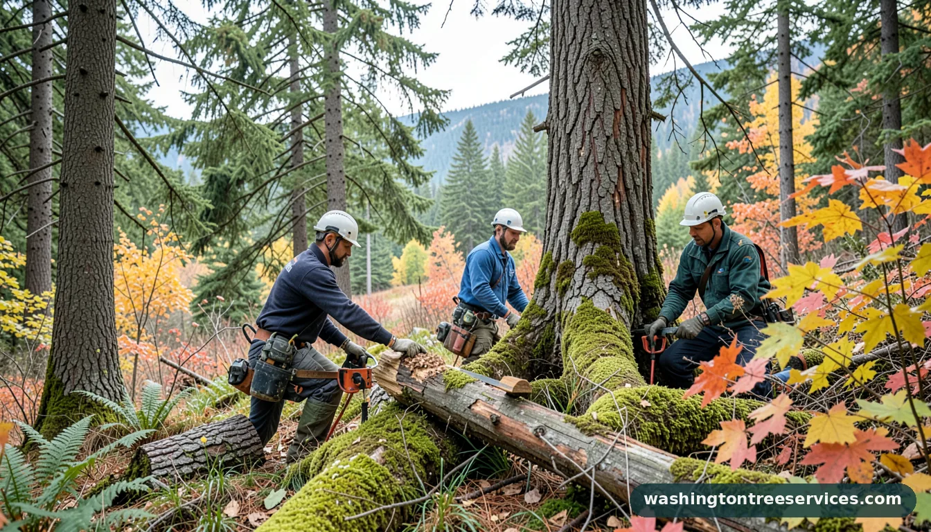 tree pruning guidelines - tree service equipment and crew in Washington