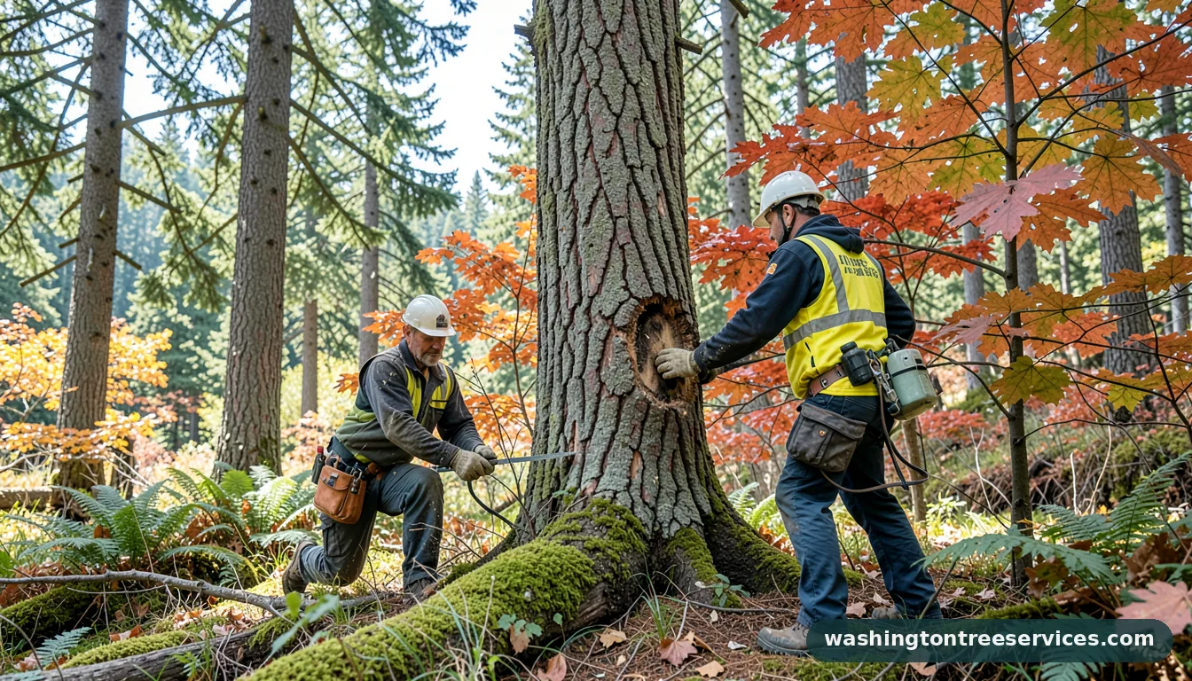tree pruning - tree service equipment and crew in Washington