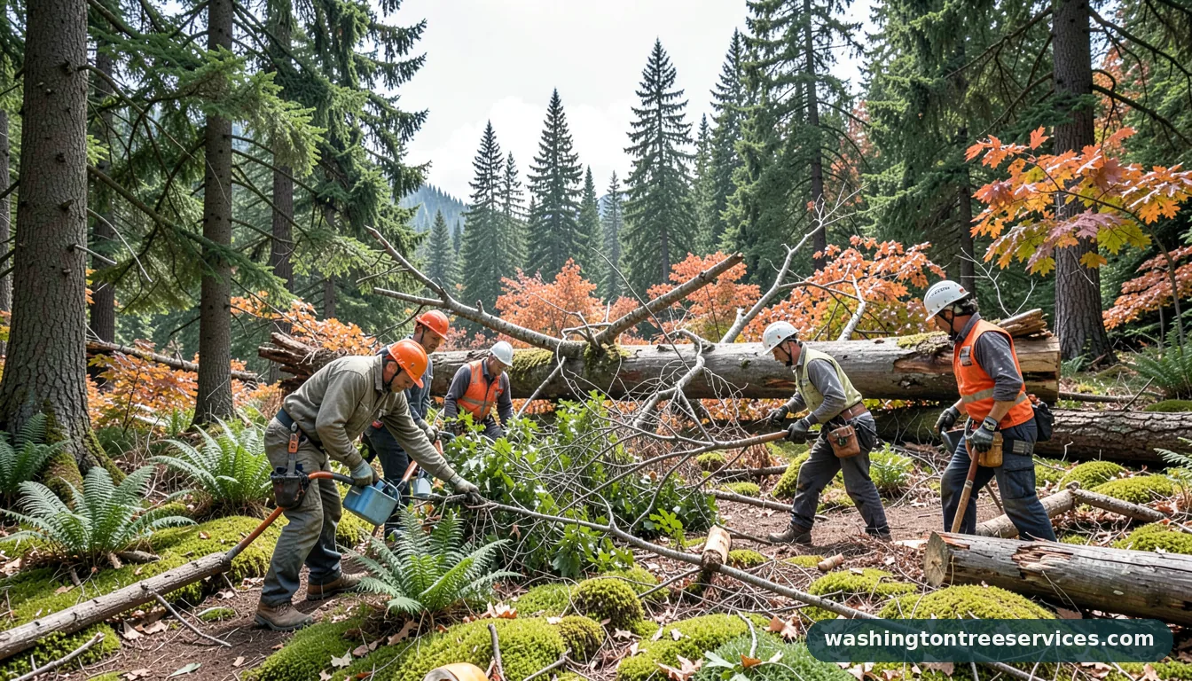 tree removal cost average - tree service equipment and crew in Washington