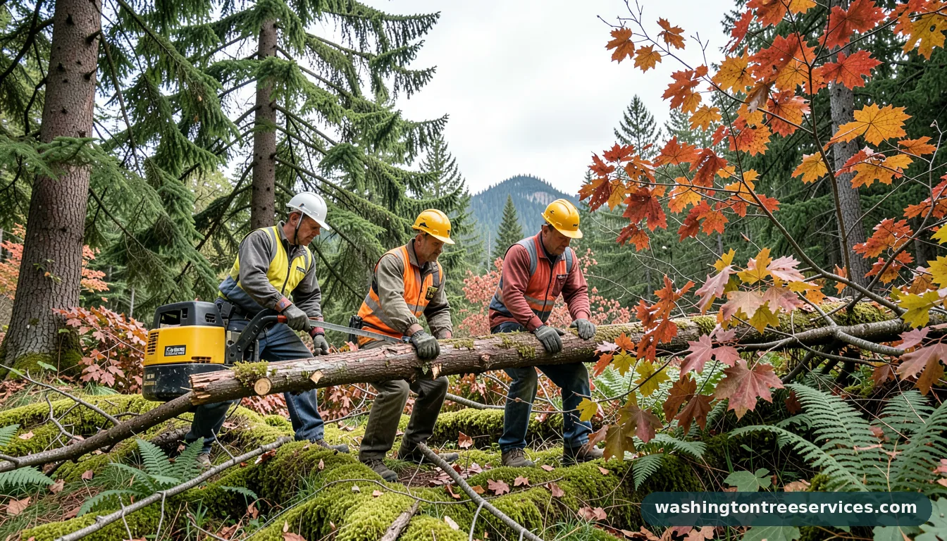 Certified arborists handling tree removal cost calculator in Washington tree removal cost calculator - certified arborists at work in Washington