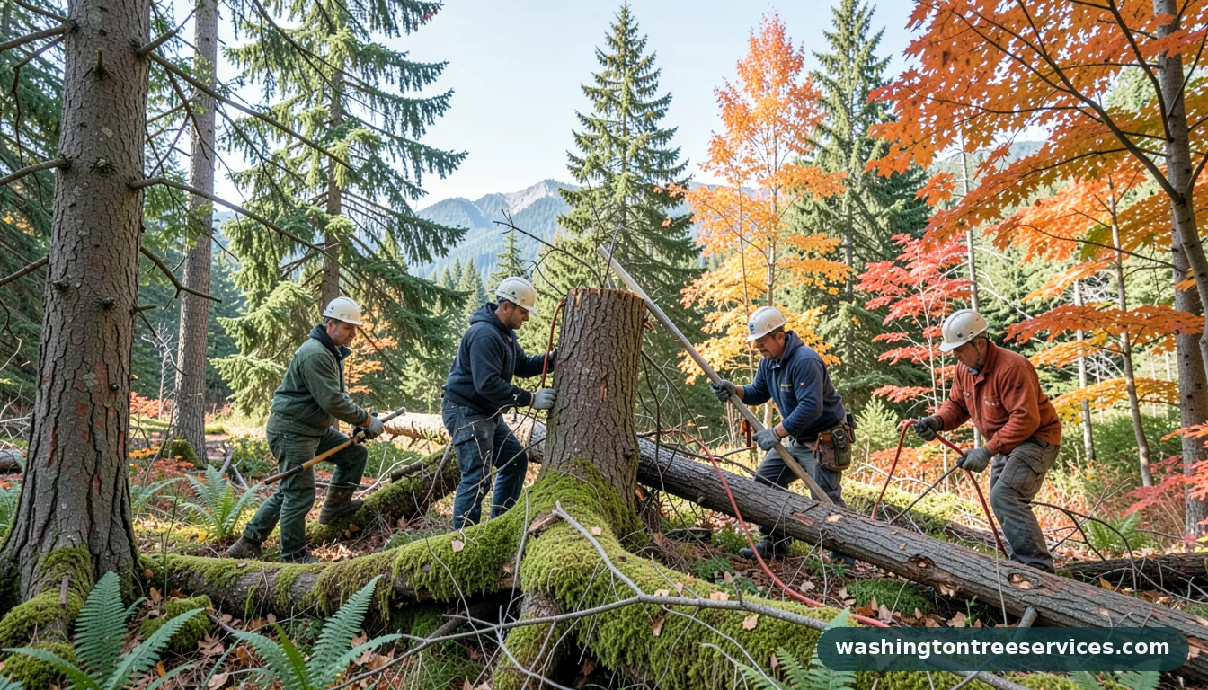 Certified arborists handling tree removal cost in Washington tree removal cost - certified arborists at work in Washington
