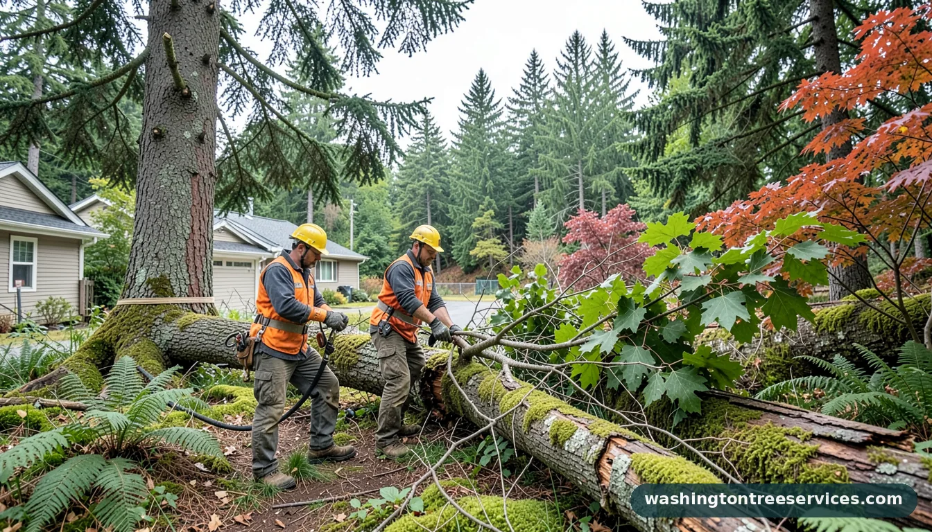 tree removal in residential - tree service equipment and crew in Washington