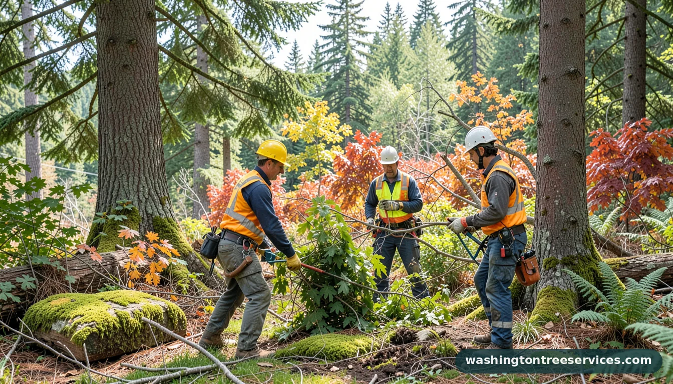 tree risk assessment - tree service equipment and crew in Washington