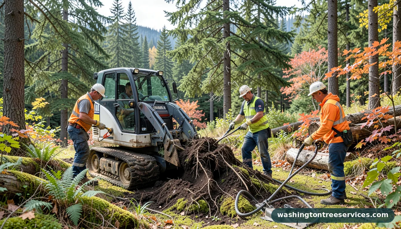tree roots removal machine - completed tree work by Washington Tree Services
