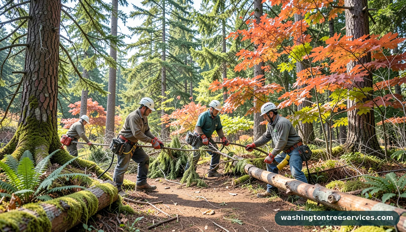 Certified arborists handling tree service company in Washington tree service company - certified arborists at work in Washington