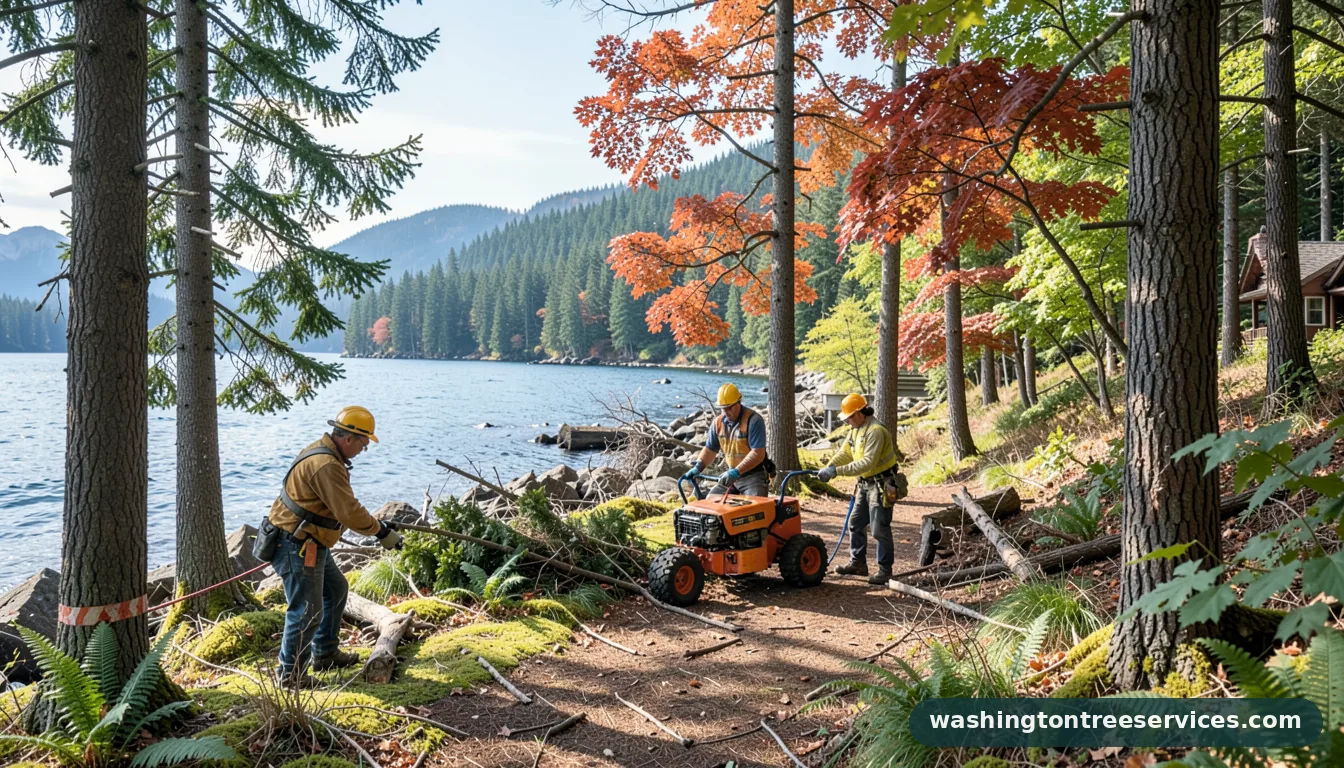 Completed tree service shoreline project by Washington Tree Services tree service shoreline - completed tree work by Washington Tree Services