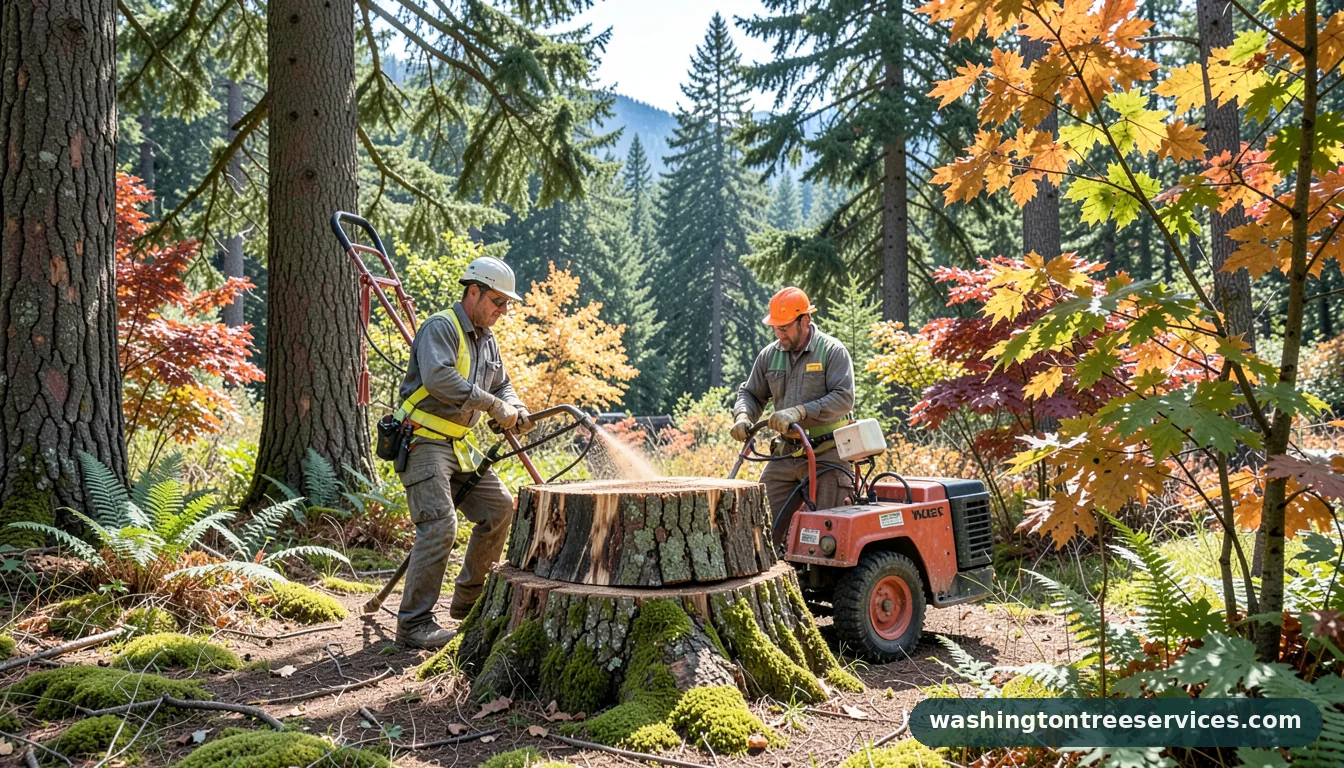 tree stump grinder - completed tree work by Washington Tree Services