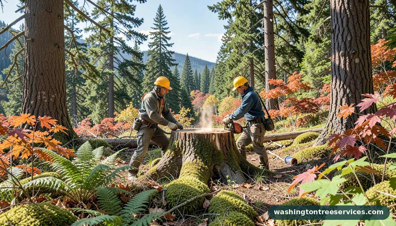 tree stump grinding - tree service equipment and crew in Washington