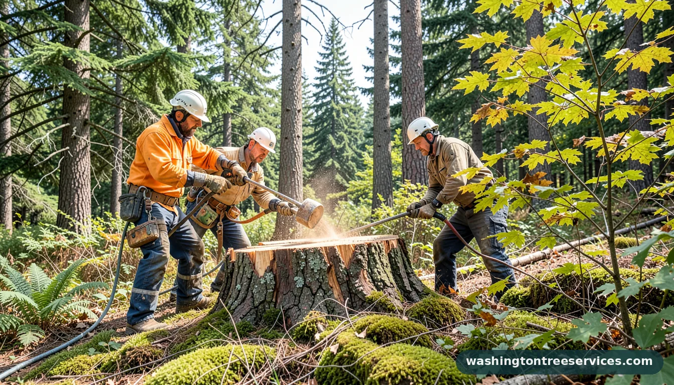 tree stump grinding - completed tree work by Washington Tree Services