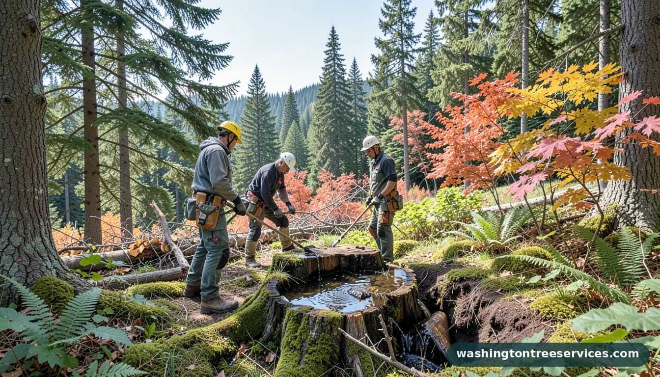 tree stump leaking water - professional tree service in Washington