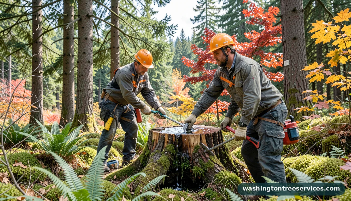 tree stump leaking water - certified arborists at work in Washington