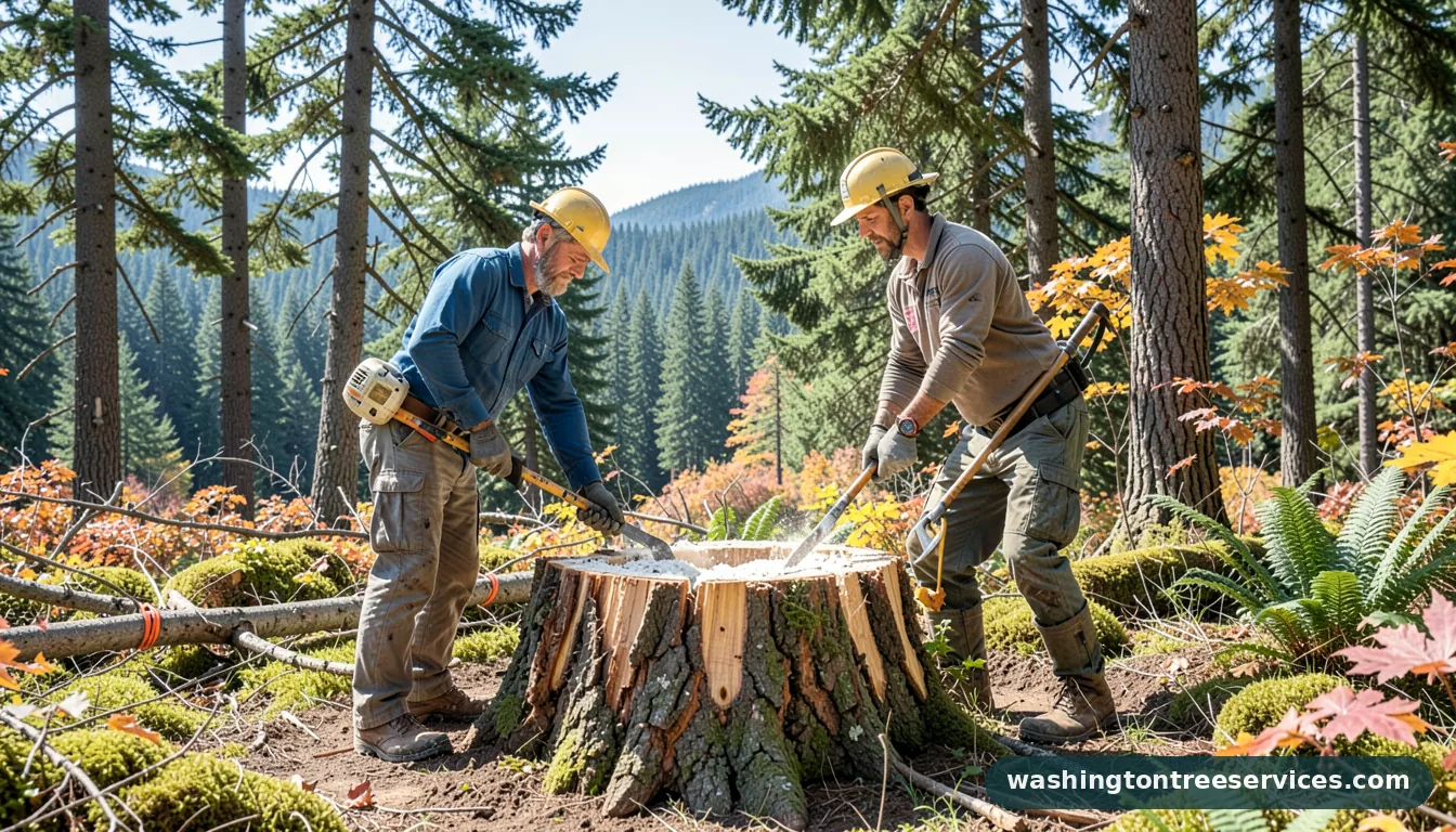 Certified arborists handling tree stump removal epsom salt in Washington tree stump removal epsom salt - certified arborists at work in Washington