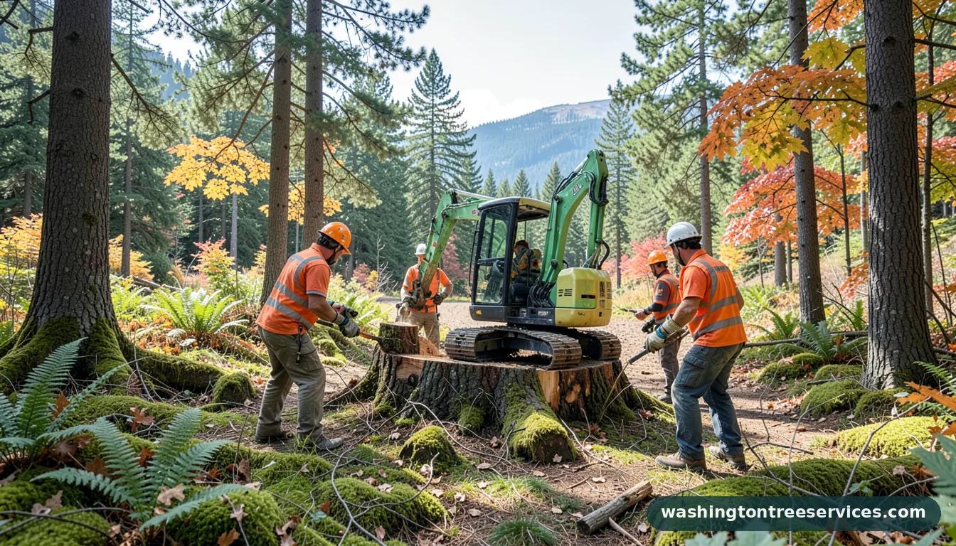 tree stump removal machine - tree service equipment and crew in Washington