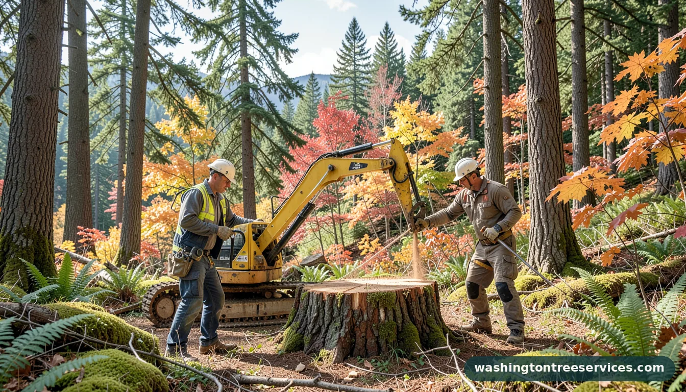 tree stump removal machine - completed tree work by Washington Tree Services