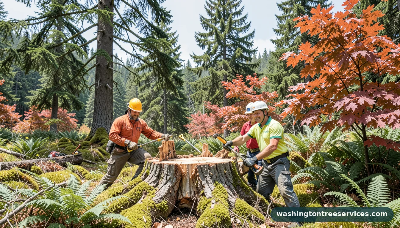 tree stump removal methods - certified arborists at work in Washington