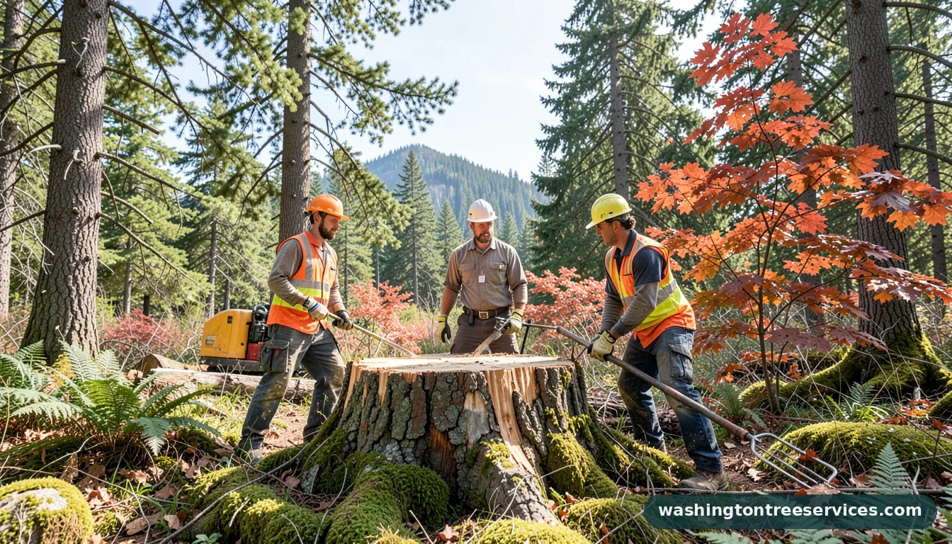 tree stump removal methods - tree service equipment and crew in Washington