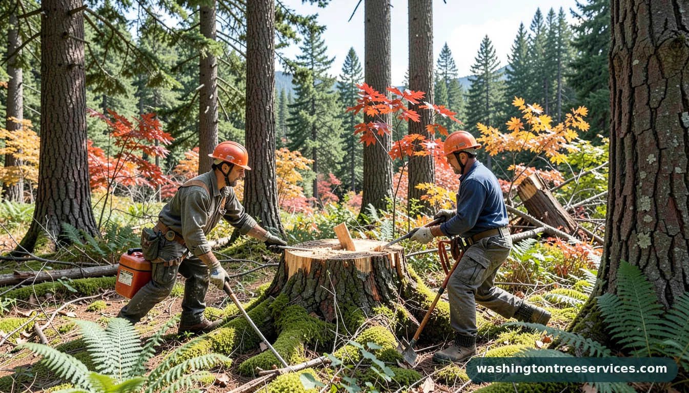 tree stump removal - certified arborists at work in Washington