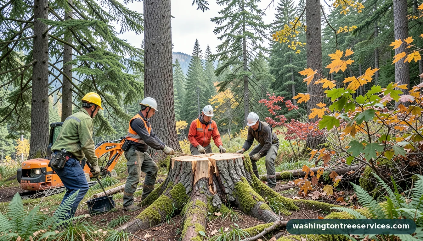 tree stump removal - tree service equipment and crew in Washington