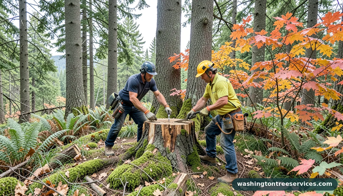 tree stump remover rental - certified arborists at work in Washington