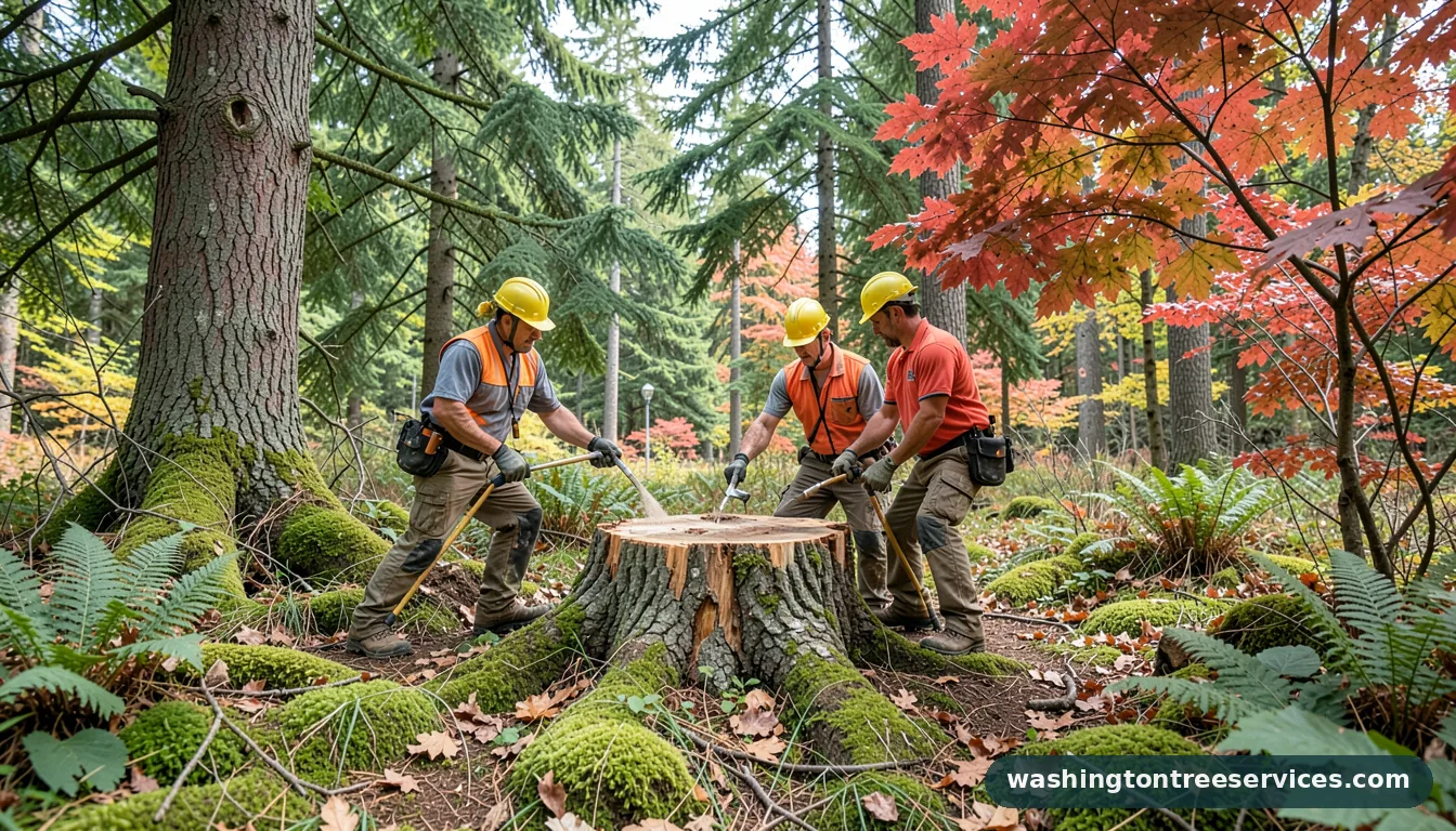 tree stump remover rental - completed tree work by Washington Tree Services