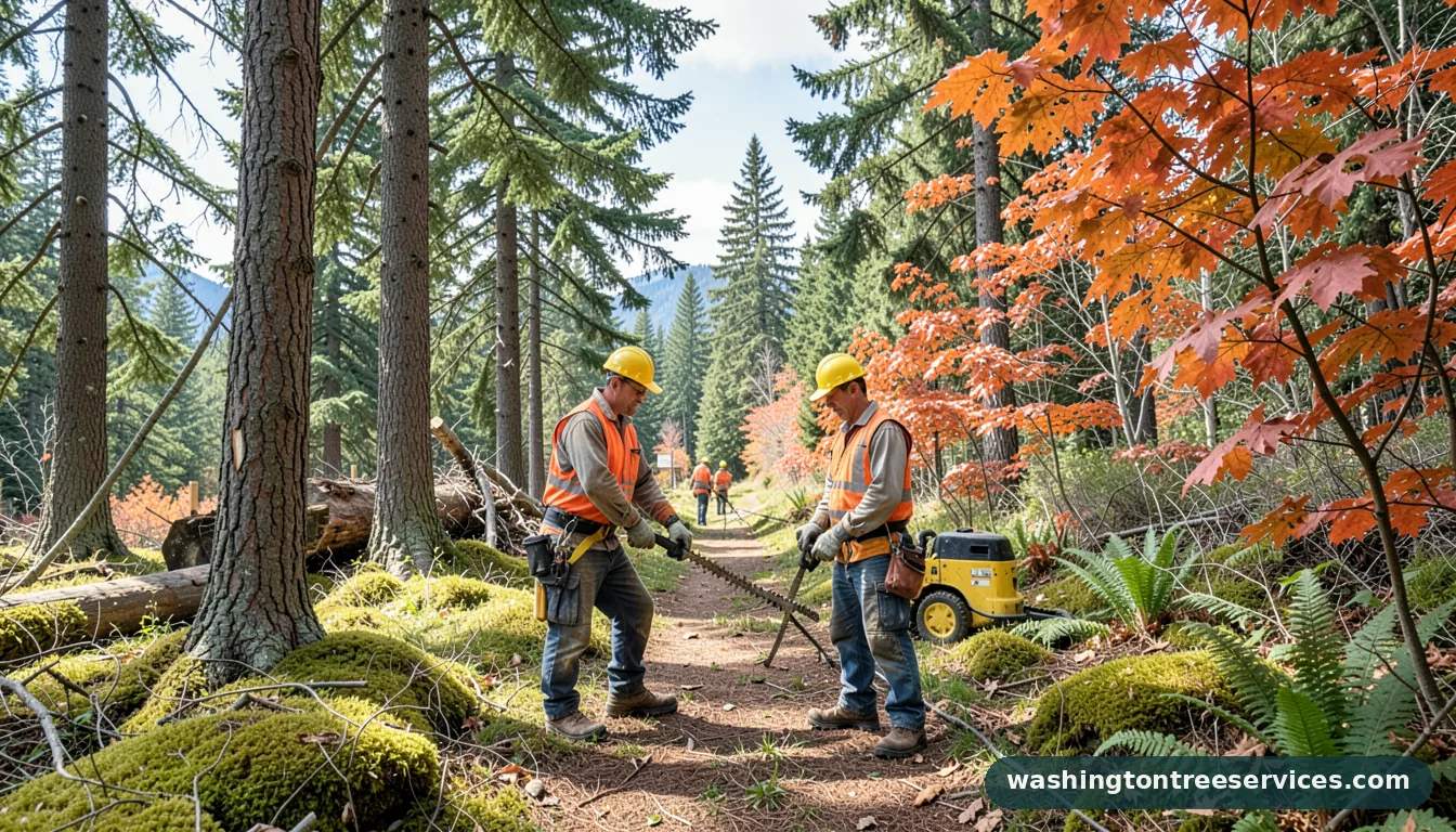 tree trimmer near me - tree service equipment and crew in Washington
