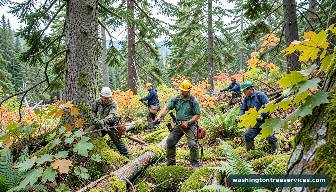 tree trimmer - certified arborists at work in Washington