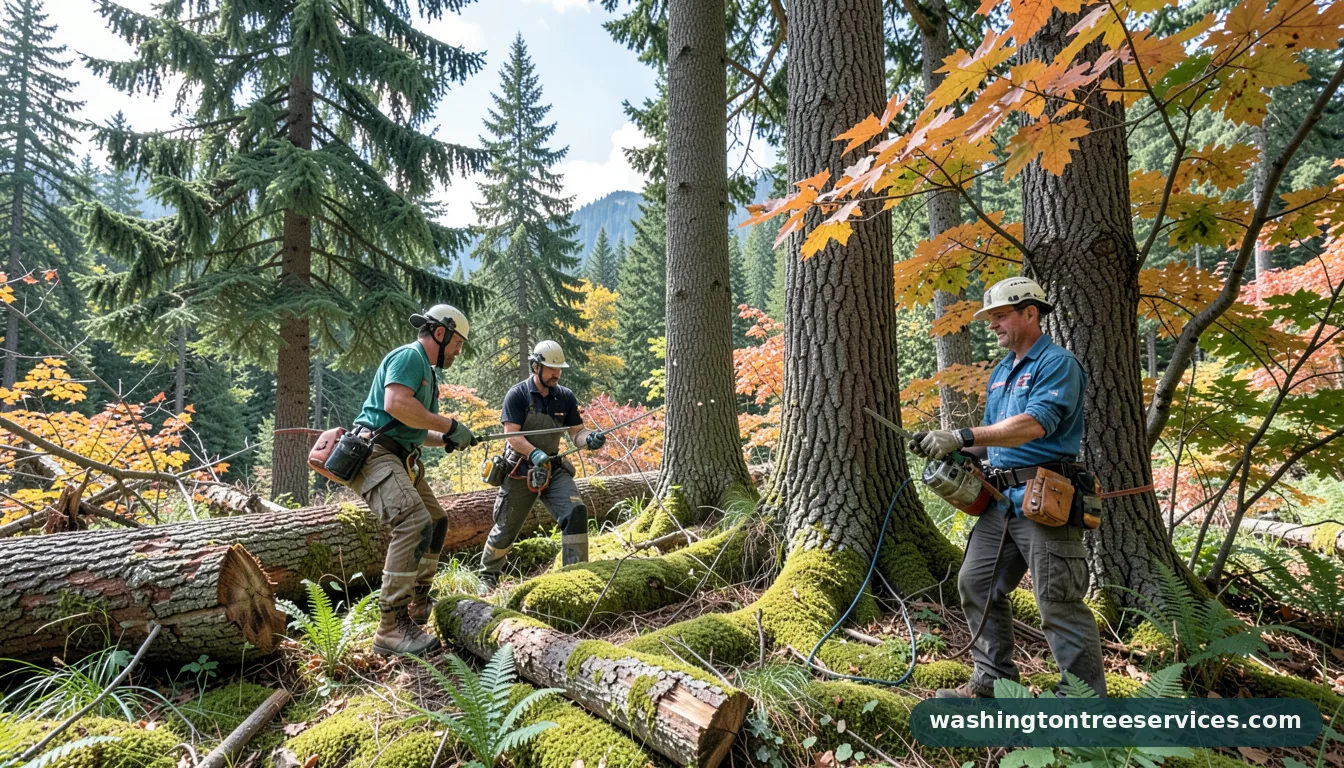 tree trimmers - certified arborists at work in Washington